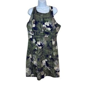 Royal Robins Trim Fit Athletic Dress XL Sleeveless Tropical Print X-Back Knee